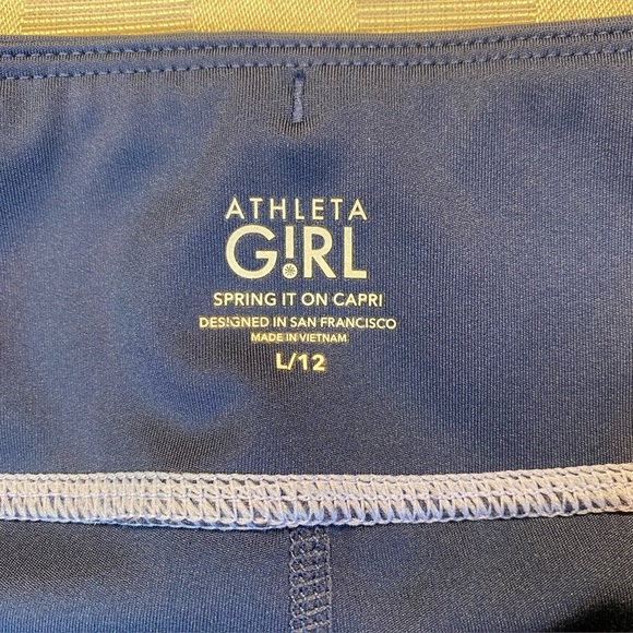 Athleta Girl Spring It On Cropped Leggings Sz L/12 2 Tone - Picture 5 of 10